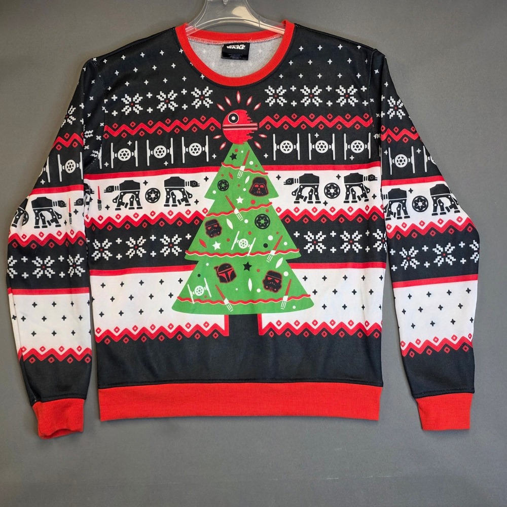 Star Wars Sweatshirt Men's Holiday Christmas Tree Graphic Black L